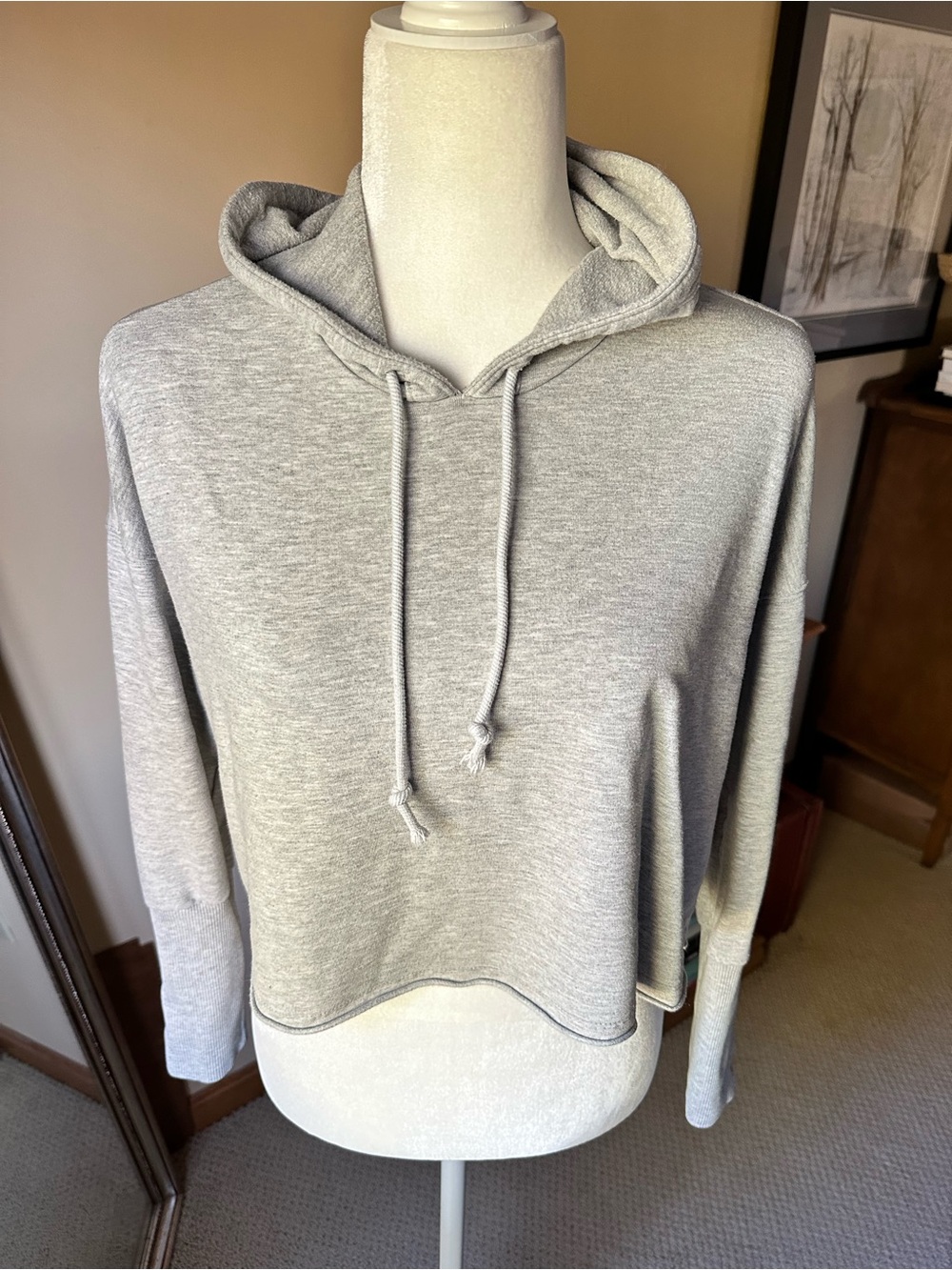 Nike Dri-FIT Get Fit Cropped Hoodie Grey Heather Button‎ Cuff Small